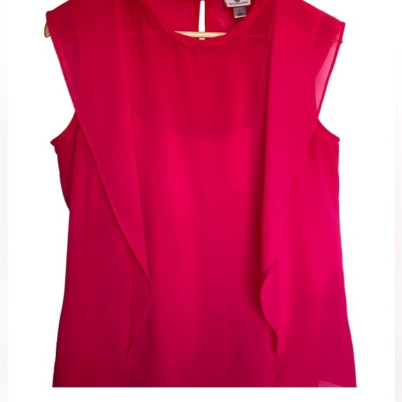 Worthington Bright PINK Sheer Top w/ matching slip tank, size Large. - Picture 12 of 12